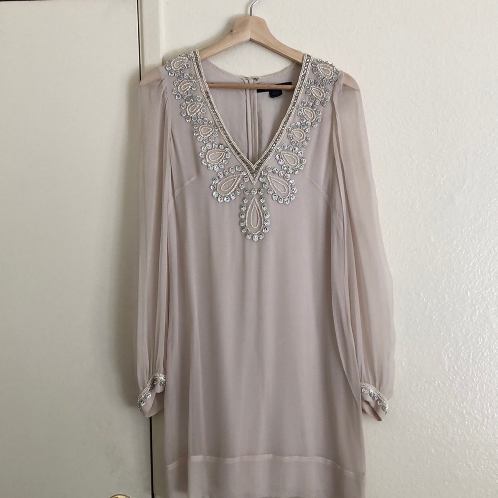 French Connection Beige Sequin Dress